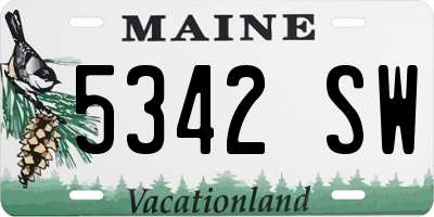 ME license plate 5342SW