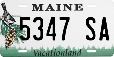 ME license plate 5347SA