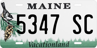 ME license plate 5347SC