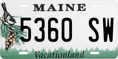 ME license plate 5360SW