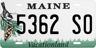 ME license plate 5362SO