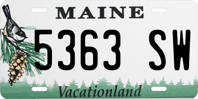 ME license plate 5363SW
