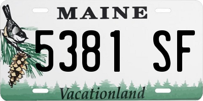 ME license plate 5381SF