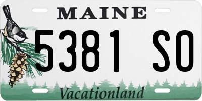 ME license plate 5381SO