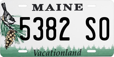 ME license plate 5382SO