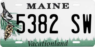 ME license plate 5382SW