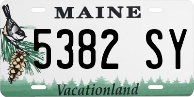 ME license plate 5382SY