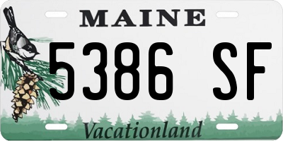 ME license plate 5386SF