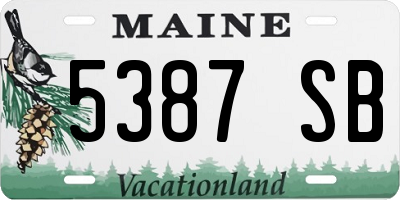 ME license plate 5387SB