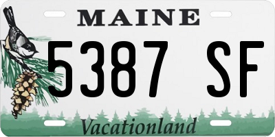 ME license plate 5387SF