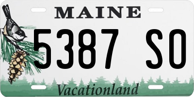 ME license plate 5387SO