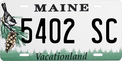 ME license plate 5402SC