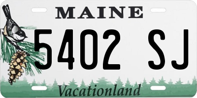 ME license plate 5402SJ