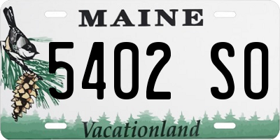 ME license plate 5402SO