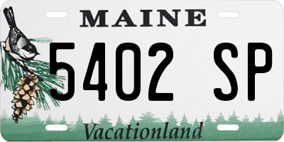 ME license plate 5402SP