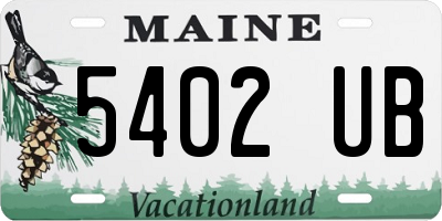 ME license plate 5402UB