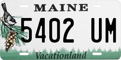 ME license plate 5402UM