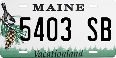 ME license plate 5403SB