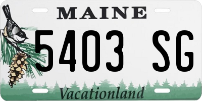 ME license plate 5403SG