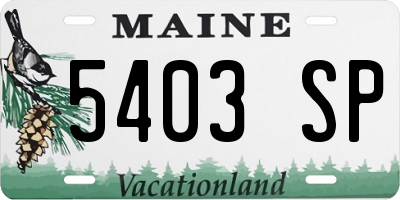 ME license plate 5403SP