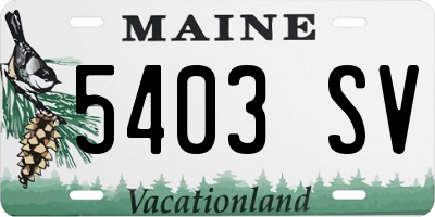 ME license plate 5403SV
