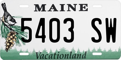 ME license plate 5403SW