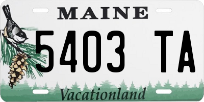 ME license plate 5403TA