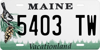 ME license plate 5403TW