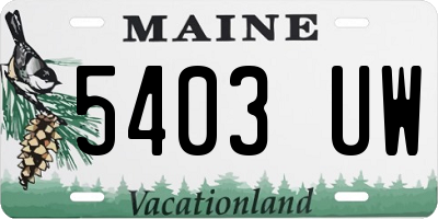 ME license plate 5403UW