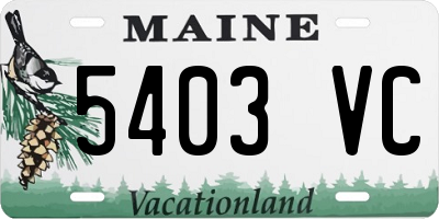 ME license plate 5403VC