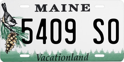 ME license plate 5409SO
