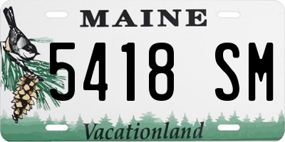 ME license plate 5418SM
