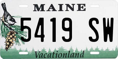 ME license plate 5419SW