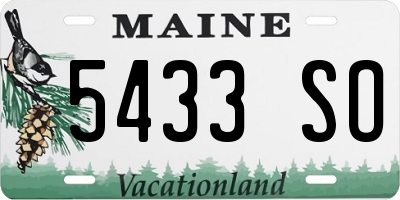 ME license plate 5433SO