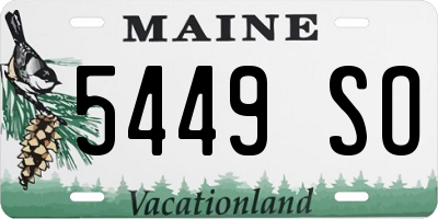 ME license plate 5449SO