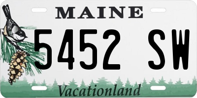 ME license plate 5452SW