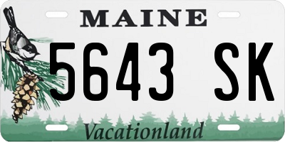 ME license plate 5643SK