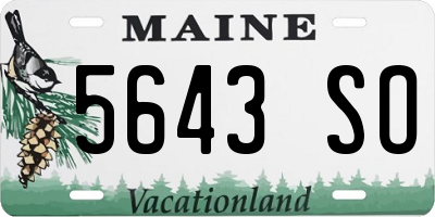 ME license plate 5643SO