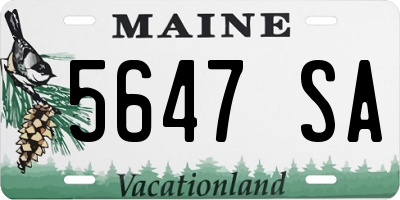 ME license plate 5647SA