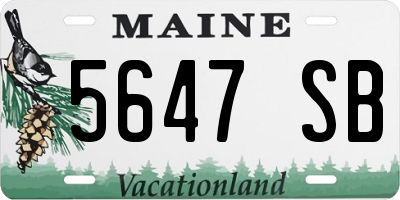 ME license plate 5647SB