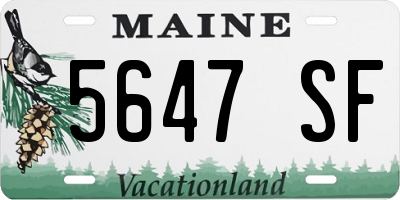 ME license plate 5647SF