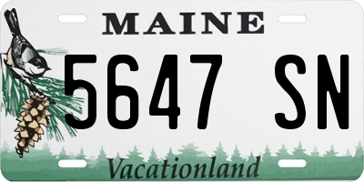 ME license plate 5647SN