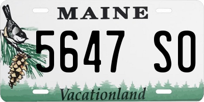 ME license plate 5647SO
