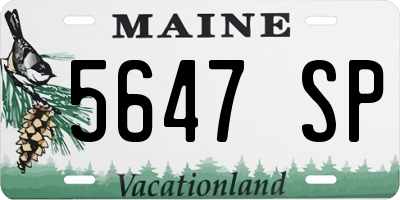 ME license plate 5647SP