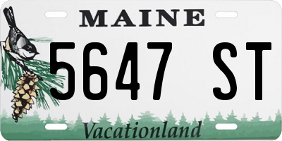 ME license plate 5647ST