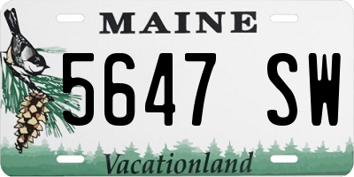 ME license plate 5647SW