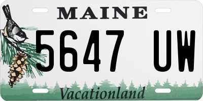 ME license plate 5647UW