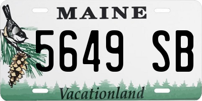 ME license plate 5649SB