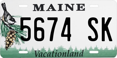 ME license plate 5674SK