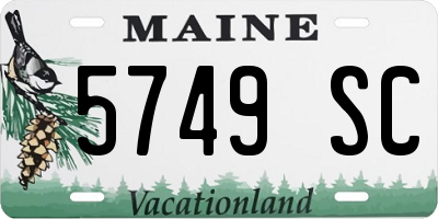 ME license plate 5749SC
